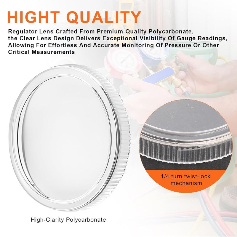 Antrys 2" Clear Replacement Regulator Gauge Lens/Cover – Durable 1/4 Turn Twist Lock Design, Pressure Gauge Protective Cover for Easy-to-Read Measurements, Restores Gauge Appearance & Functionality - 4 Pack - Image 5